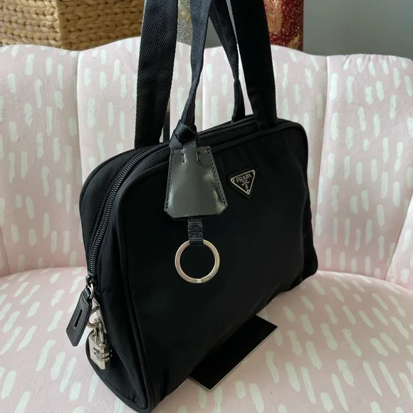 Prada Nylon Vela Nero Small Tote Bag with  Lock Black - Picture 3 of 16